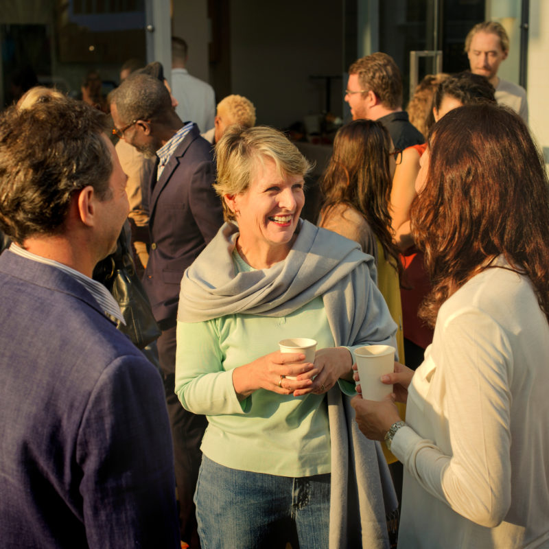 Diverse people mingling at an event